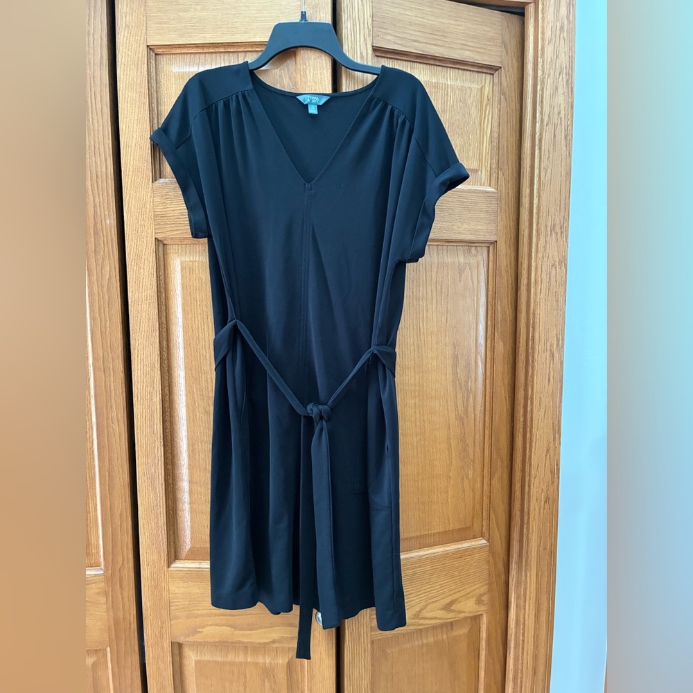 Terra & Sky Black Mini Dress with Tie Waist